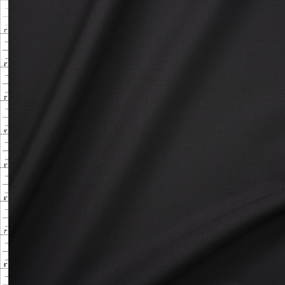 Black Crisp Midweight Poly/Wool Suiting Fabric By The Yard