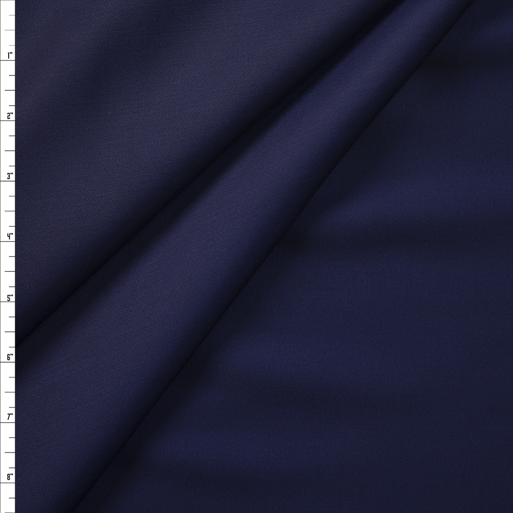 Navy Midweight Glossy Suiting Fabric By The Yard