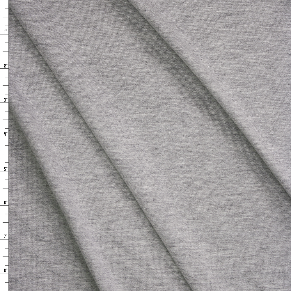 Grey Heather Soft Designer Rayon French Terry Fabric By The Yard