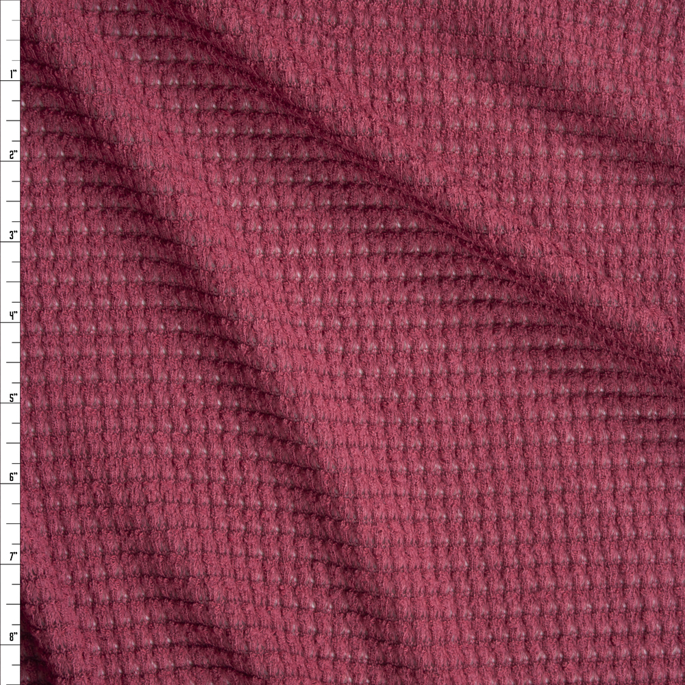 Cranberry Chunky Waffle Fabric By The Yard