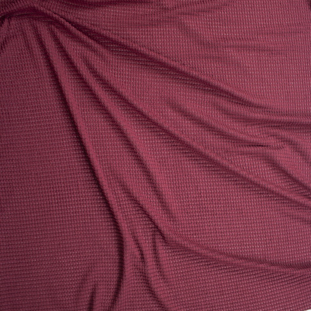 Cranberry Chunky Waffle Fabric By The Yard - Wide shot