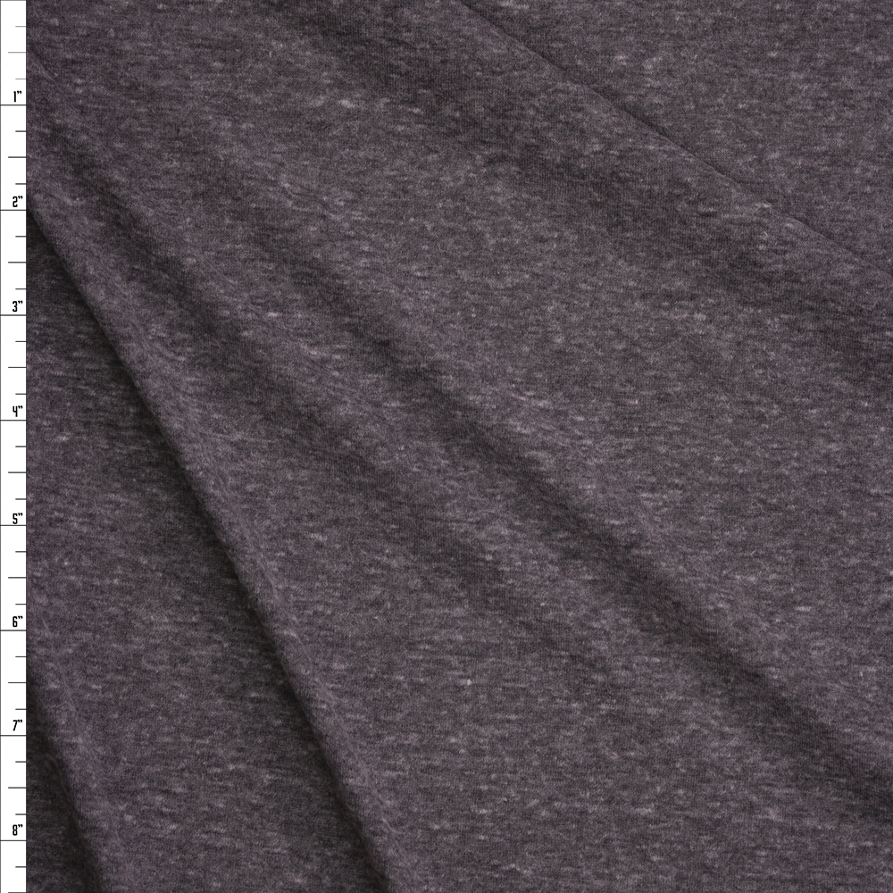 Charcoal Lightweight Designer Slubby Knit Fabric By The Yard