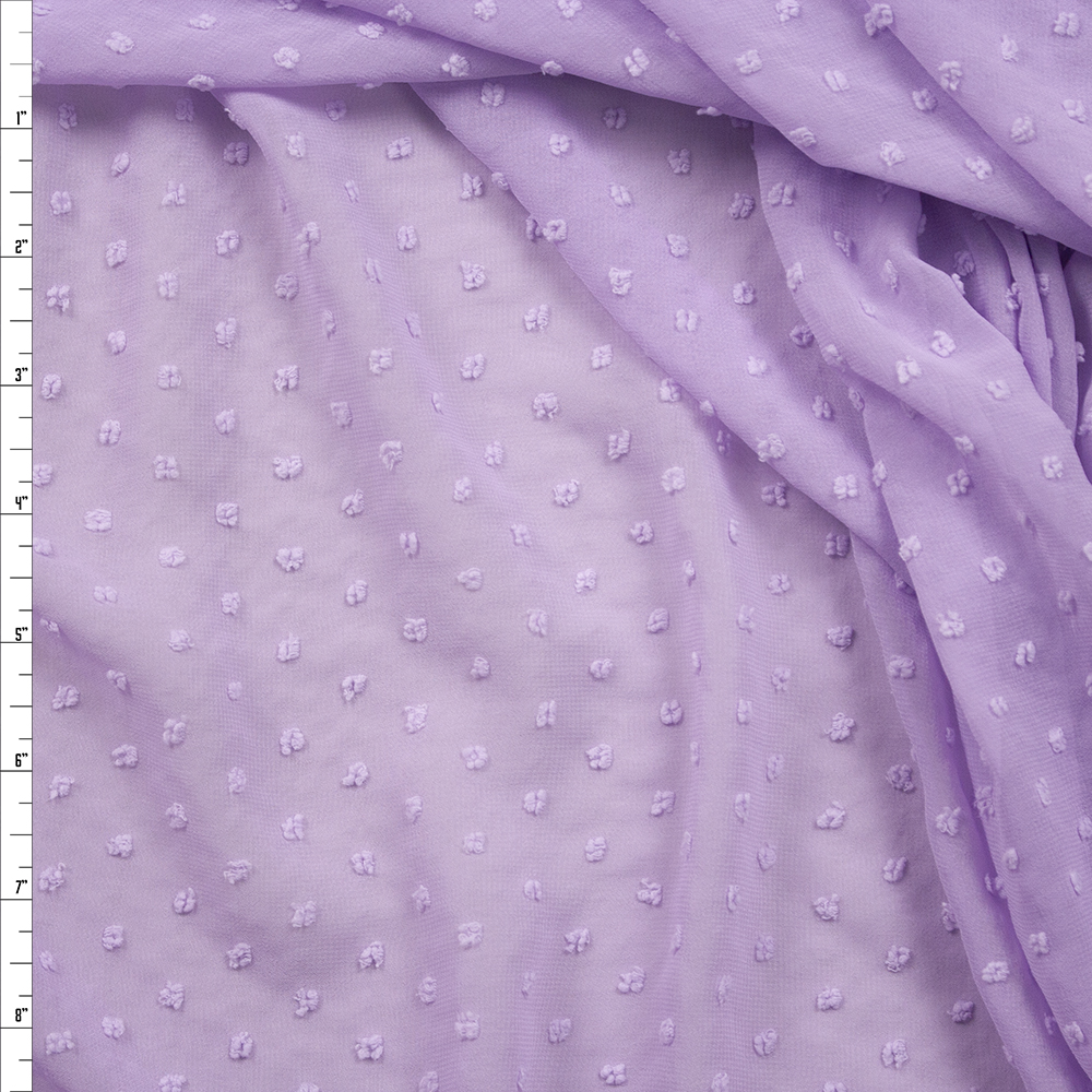 Lavender Swiss Dot Designer Poly Chiffon Fabric By The Yard