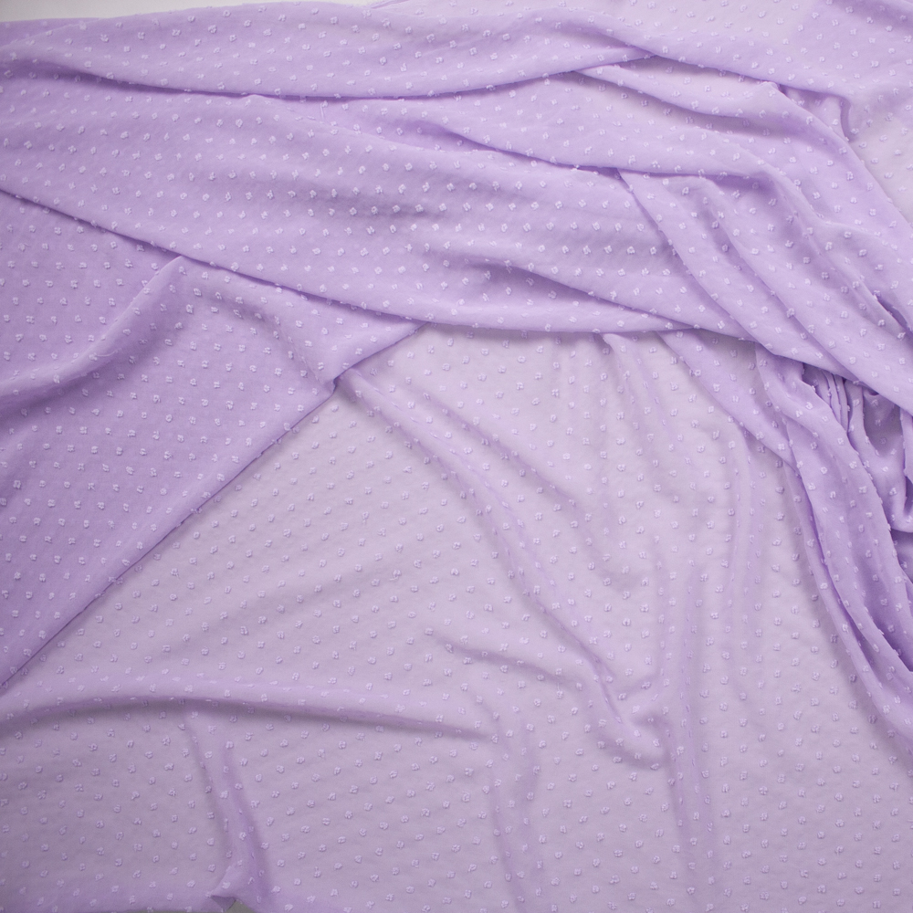 Lavender Swiss Dot Designer Poly Chiffon Fabric By The Yard - Wide shot