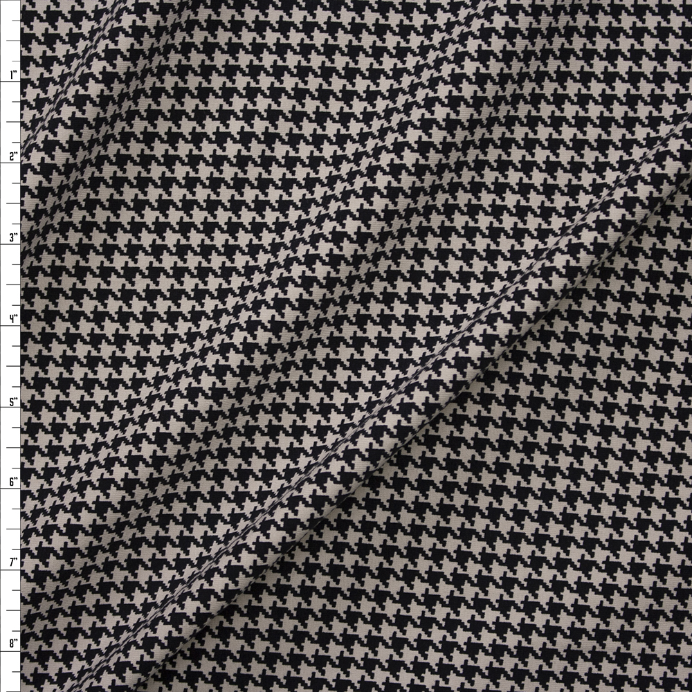 Light Tan and Black Houndstooth Fabric By The Yard