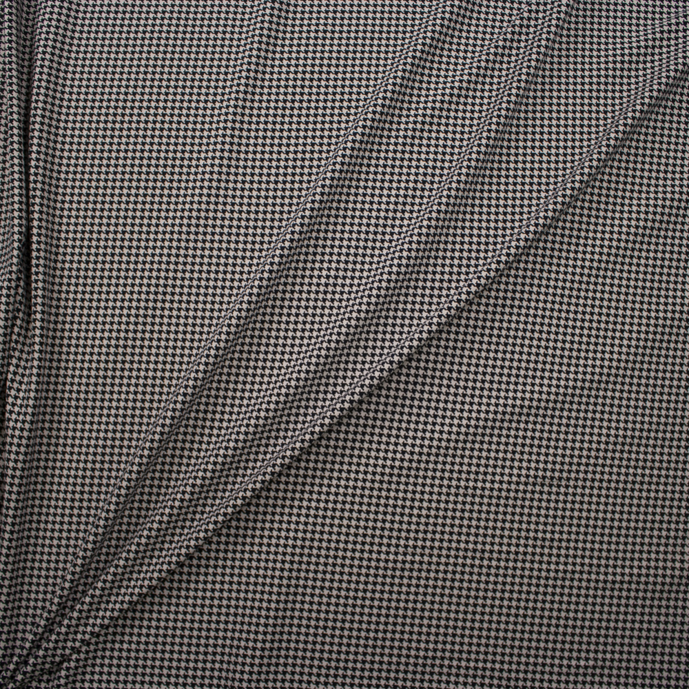 Light Tan and Black Houndstooth Fabric By The Yard - Wide shot