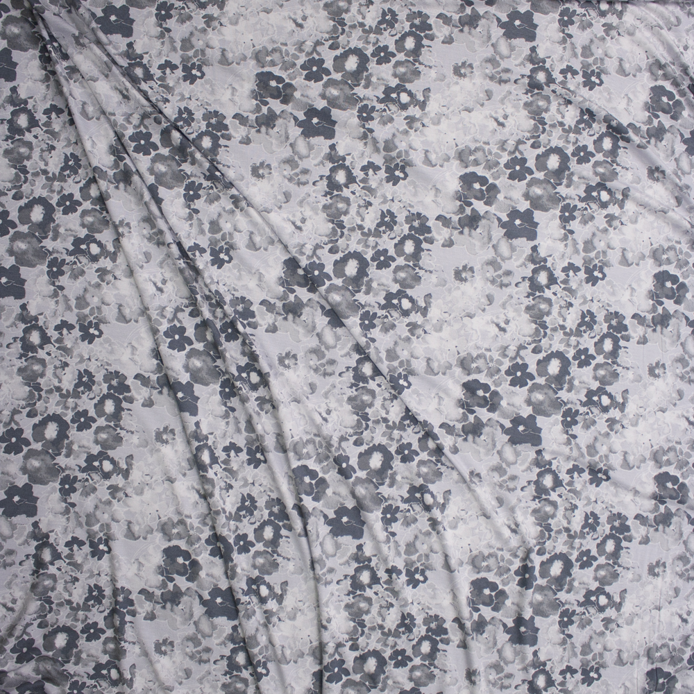 Grey Floral Watercolors Fabric By The Yard - Wide shot