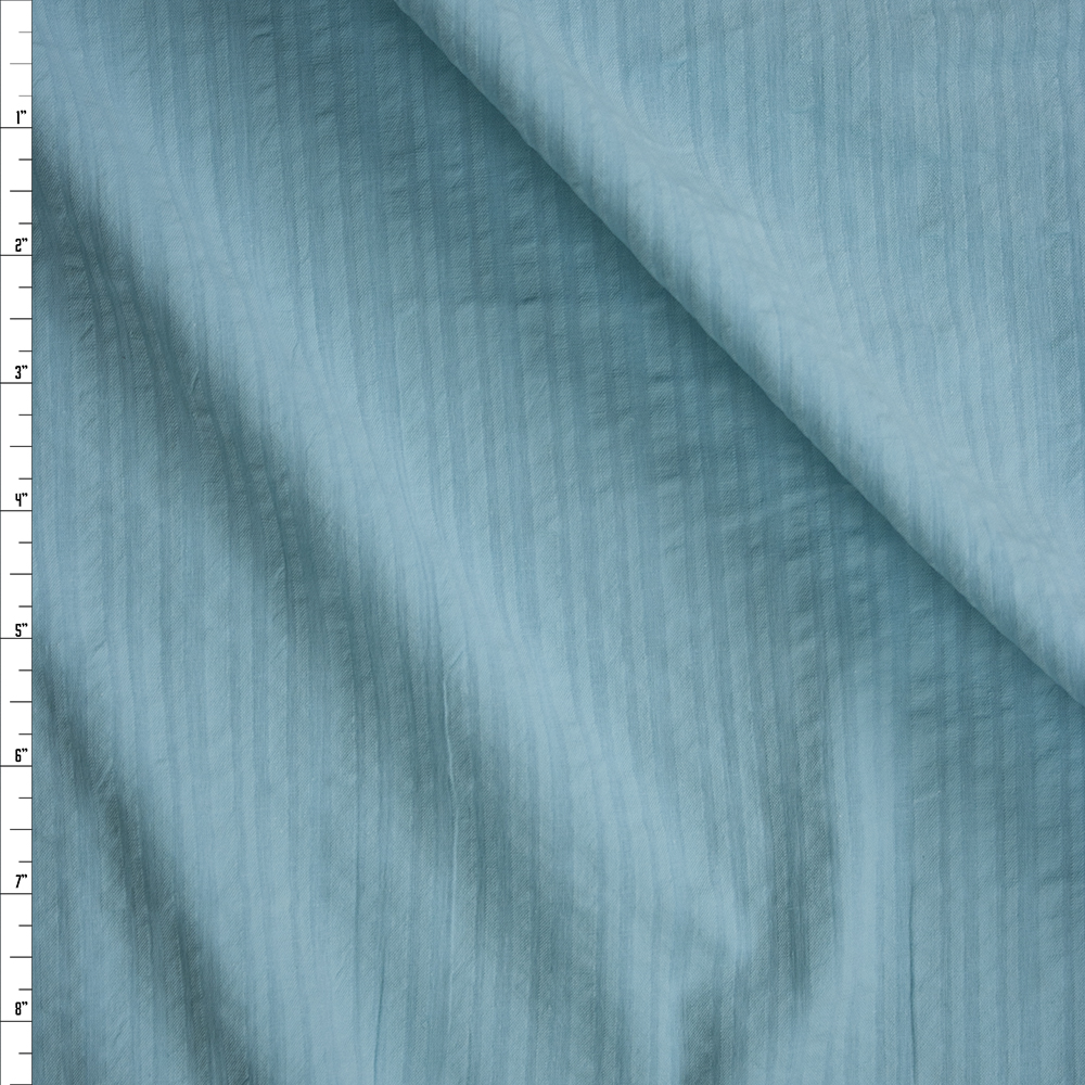 Robin’s Egg Blue Designer Seersucker Fabric By The Yard