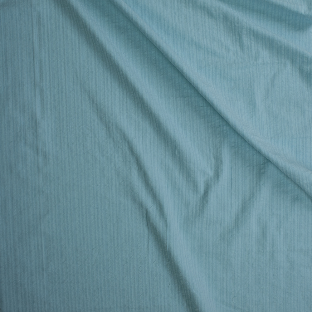 Robin’s Egg Blue Designer Seersucker Fabric By The Yard - Wide shot