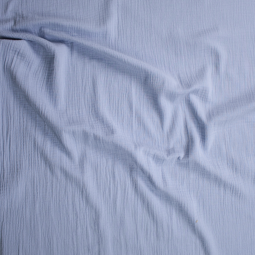 Sky Blue Designer Double Gauze Fabric By The Yard - Wide shot