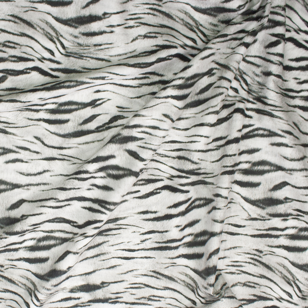 Animal Kingdom Snow Tiger Cotton Lawn from Robert Kaufman Fabric By The Yard - Wide shot