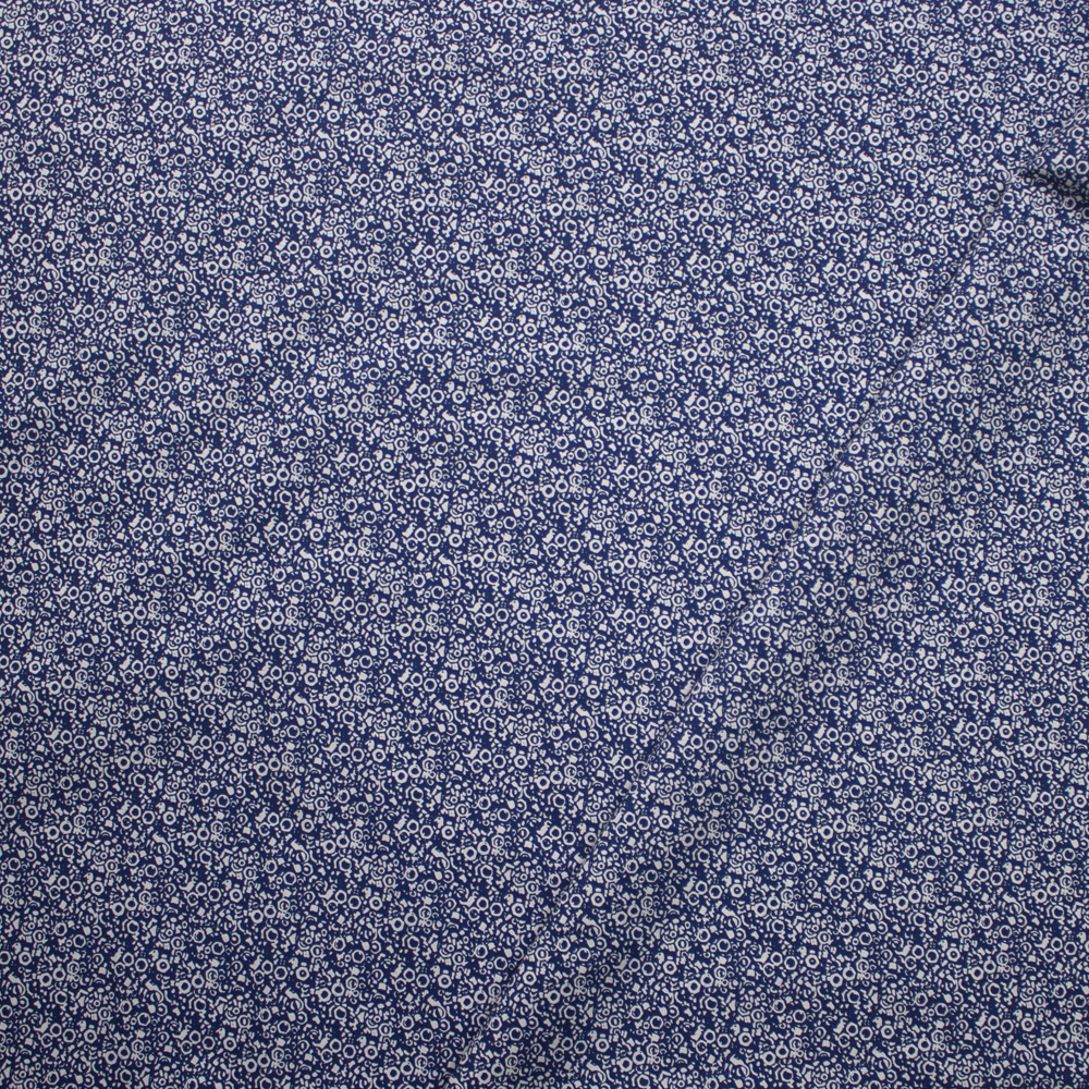 Navy Grunge Geo Floral  Total Super Classic High Count Poplin Fabric By The Yard - Wide shot