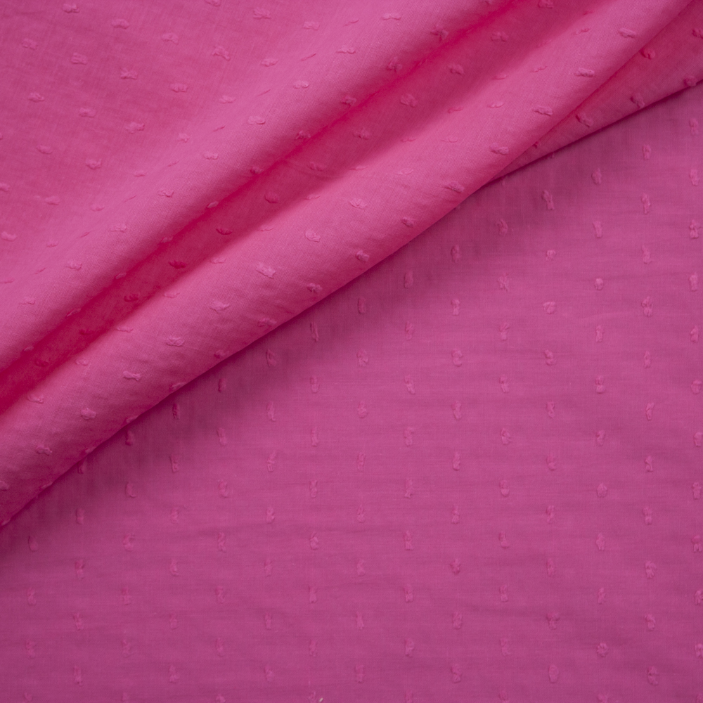 Bright Pink Swiss Dot Cotton Lawn Fabric By The Yard - Wide shot