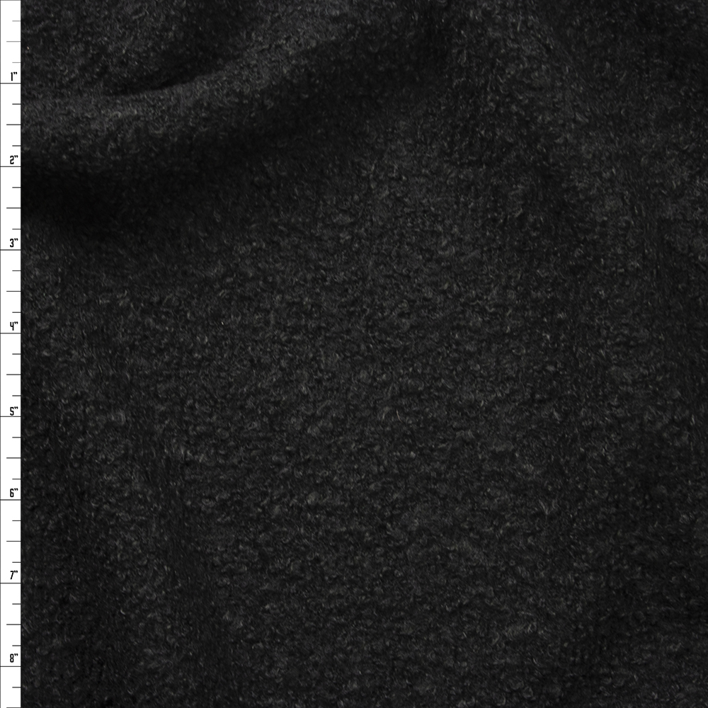 Black Poly/Wool Boucle Fabric By The Yard