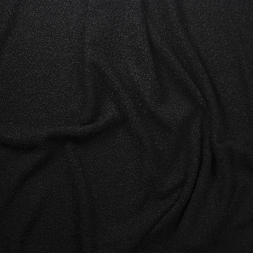 Black Poly/Wool Boucle Fabric By The Yard - Wide shot