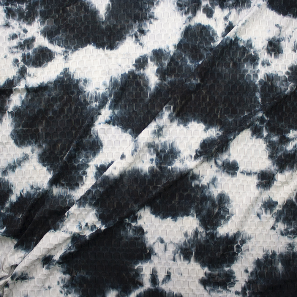 Midnight and White Stretch Honeycomb Lycra Fabric By The Yard - Wide shot