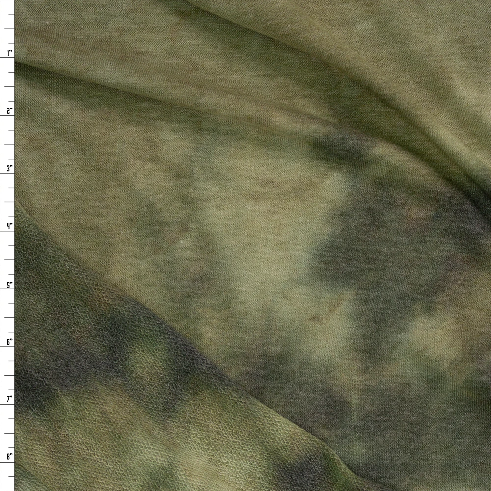 Forest and Sage Tie Dye French Terry Fabric By The Yard