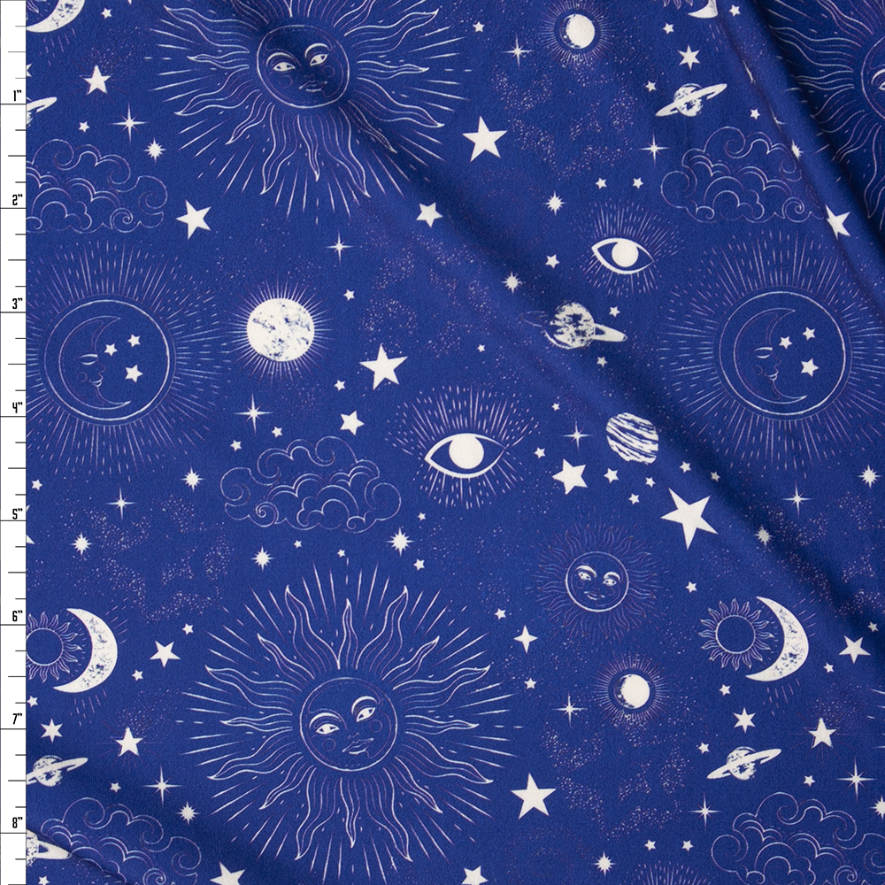 New Age Night Sky Stretch Double Brushed Poly/Spandex Knit Fabric By The Yard
