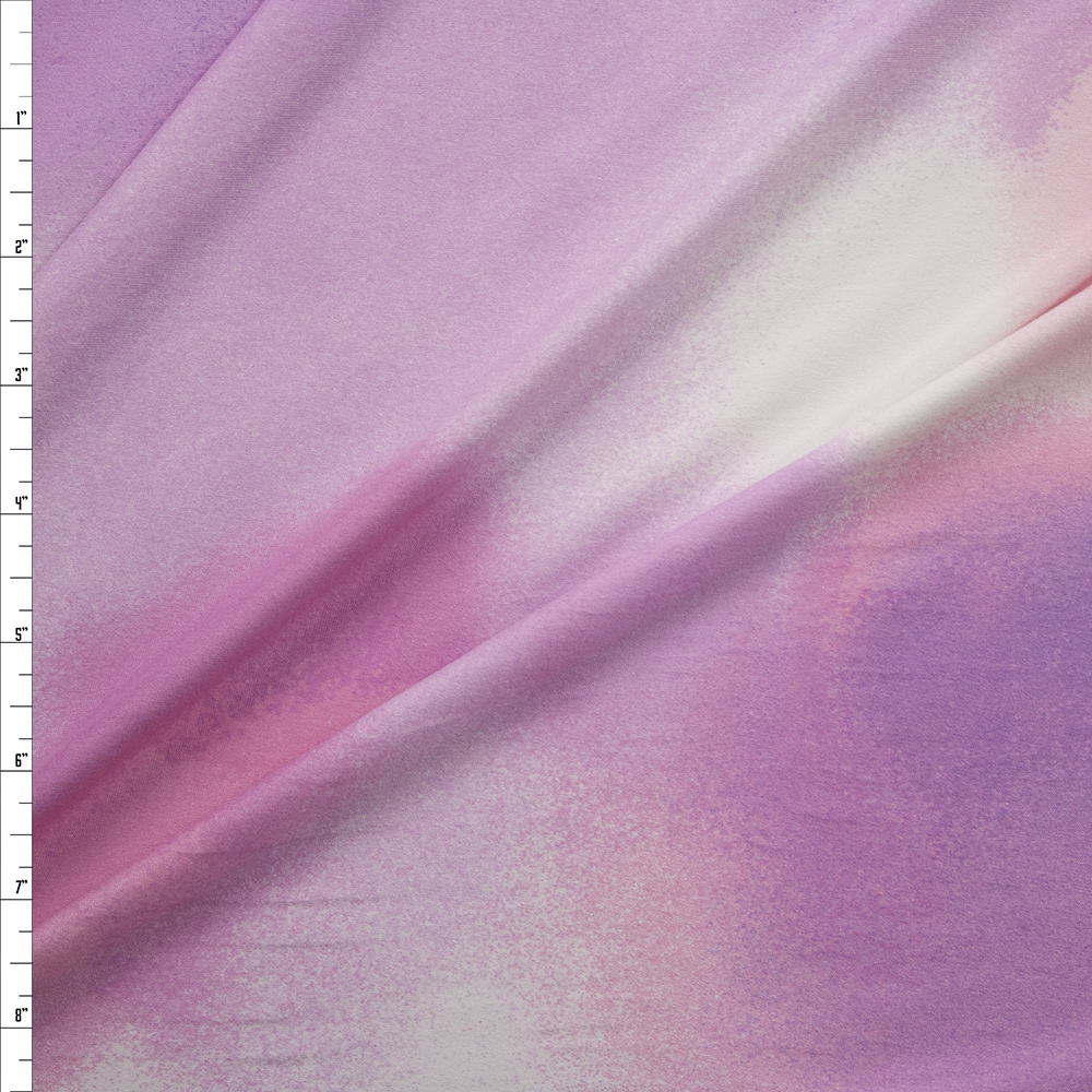 Pink, Lilac, and White Soft Spray Stretch Double Brushed Poly/Spandex Knit Fabric By The Yard
