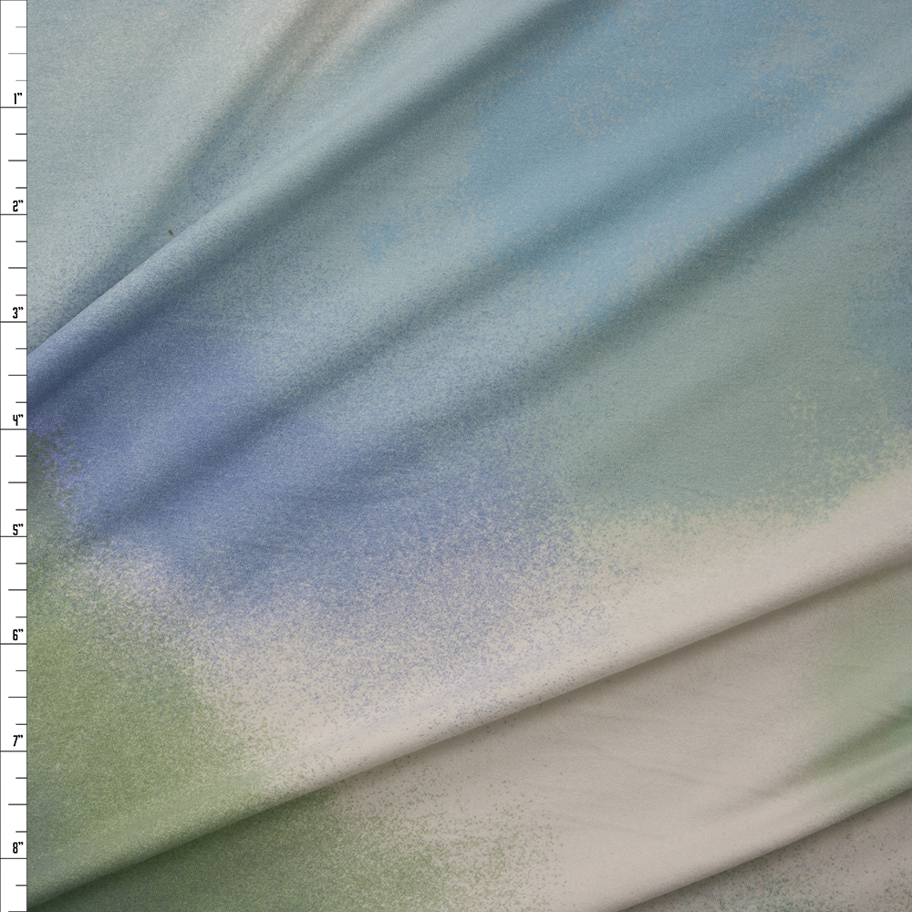 Sage, Light Blue, and Ivory Soft Spray Stretch Double Brushed Poly/Spandex Knit Fabric By The Yard