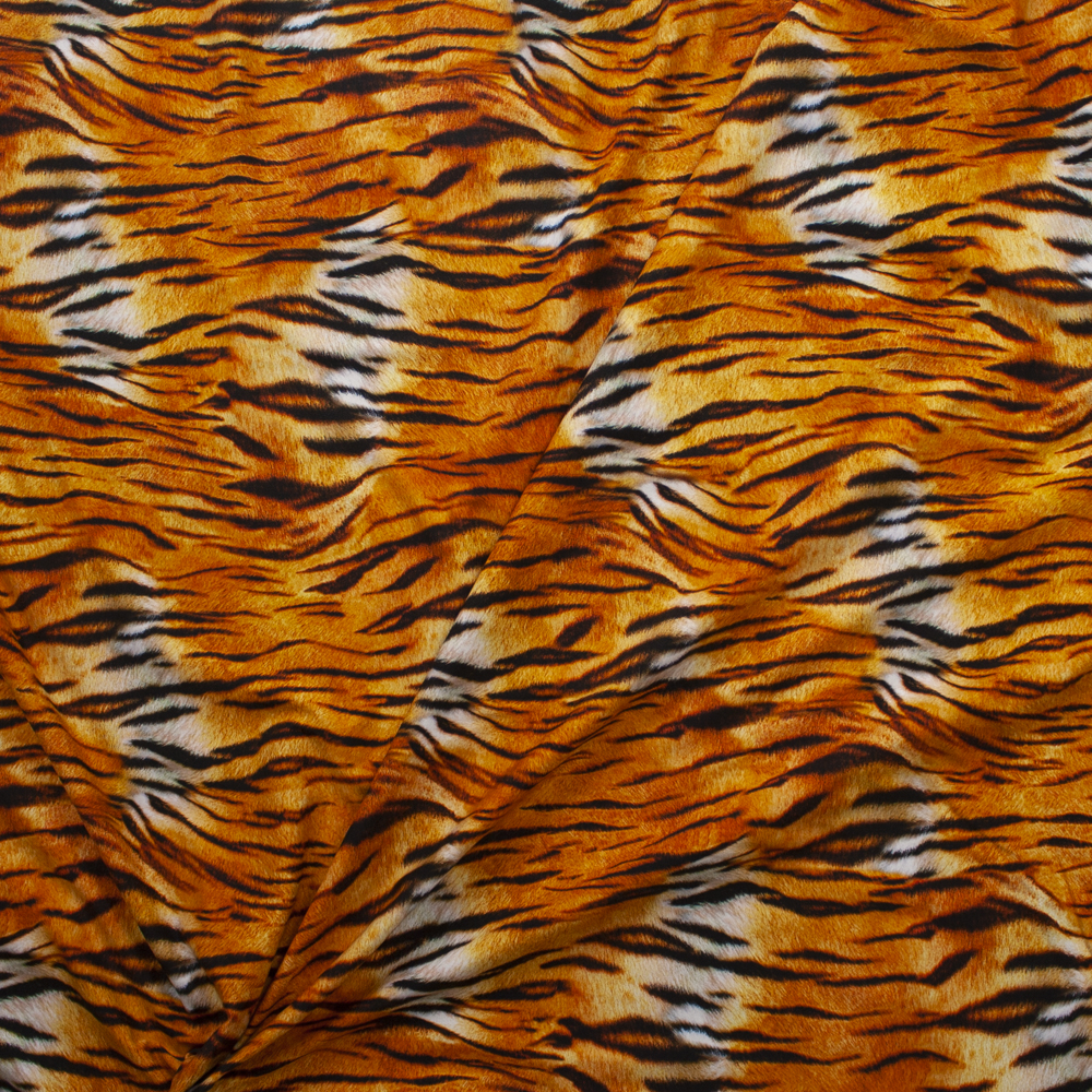 Animal Kingdom 19991 Tiger Print Stretch Cotton Jersey from Robert Kaufman Fabric By The Yard - Wide shot