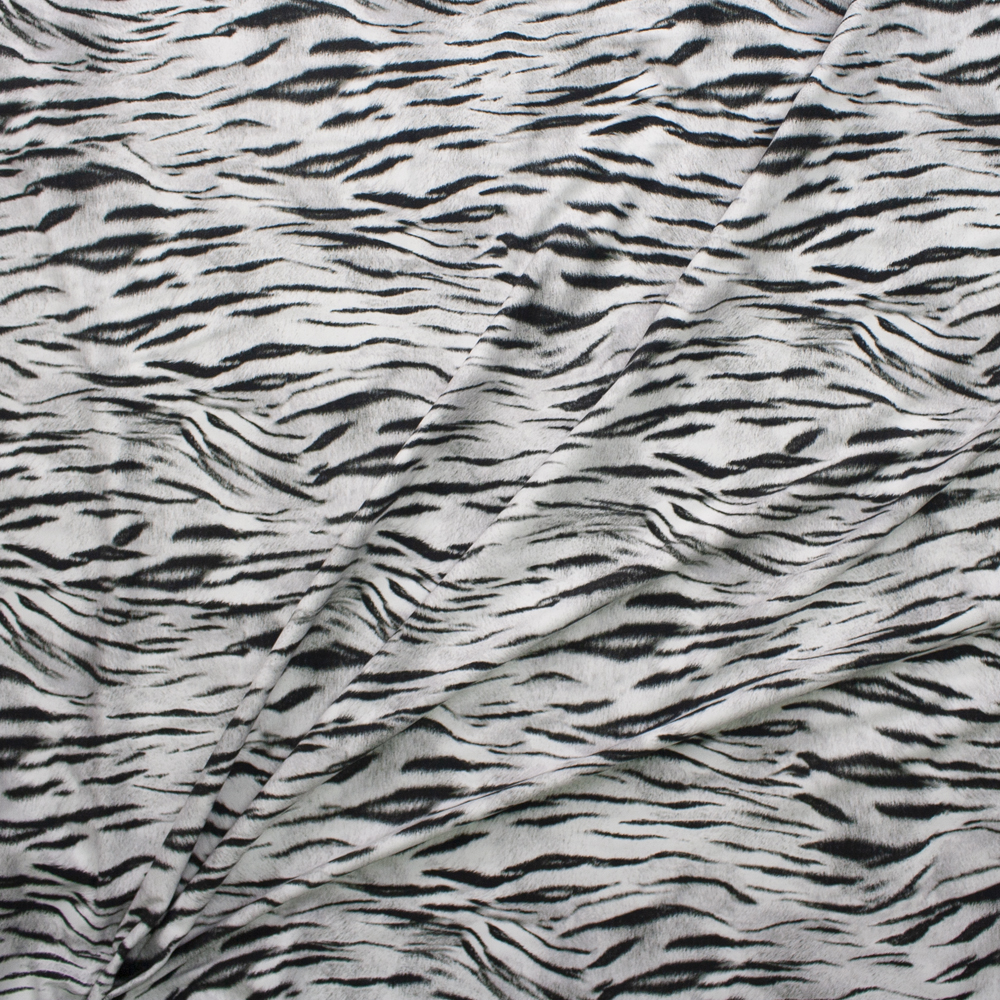 Animal Kingdom 19991 Snow Tiger Print Stretch Cotton Jersey from Robert Kaufman Fabric By The Yard - Wide shot