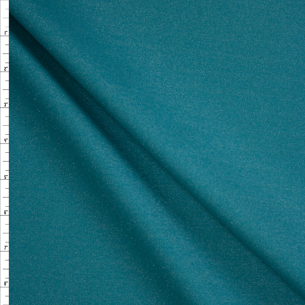 Teal Sparkle Stretch Ponte De Roma Fabric By The Yard