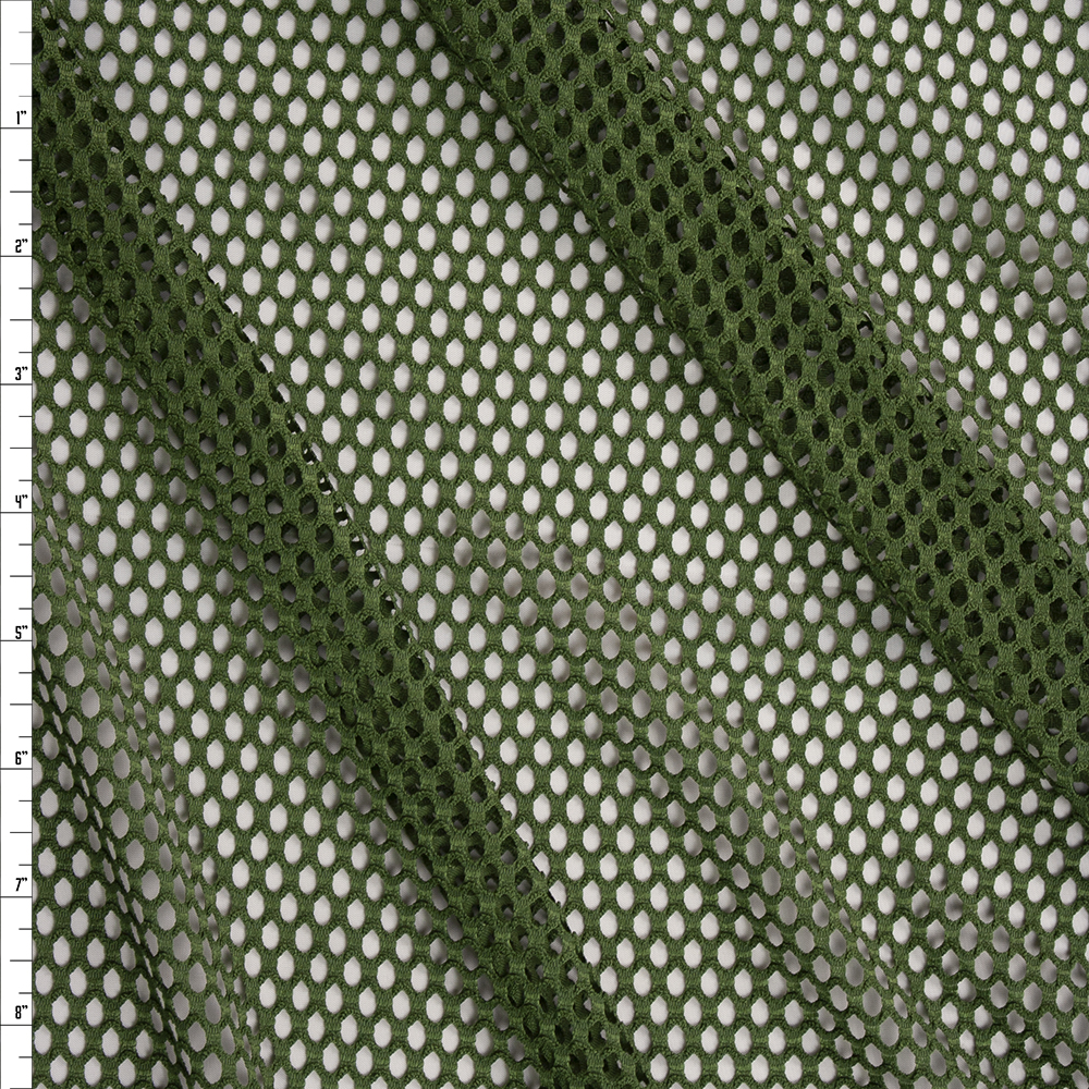 Olive Green Stretch Designer Stretch Fishnet Fabric By The Yard