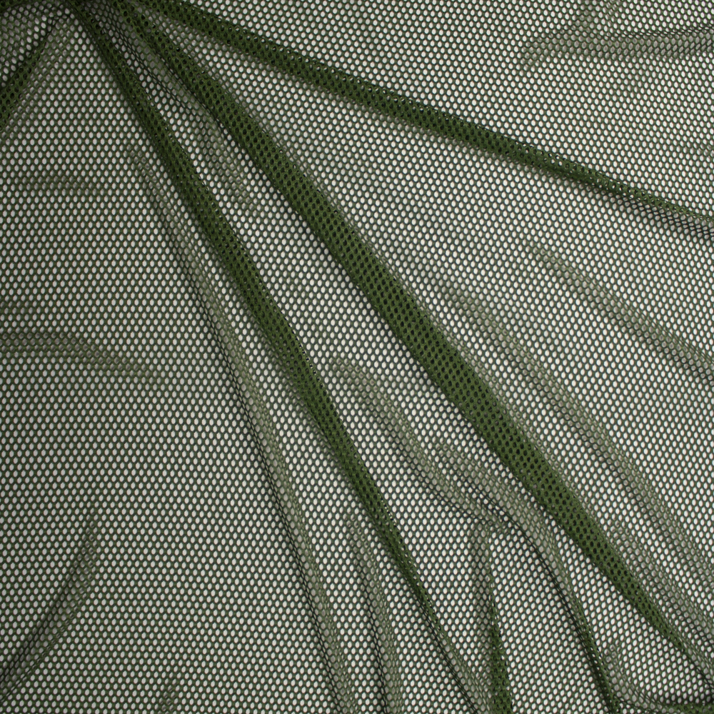 Olive Green Stretch Designer Stretch Fishnet Fabric By The Yard - Wide shot