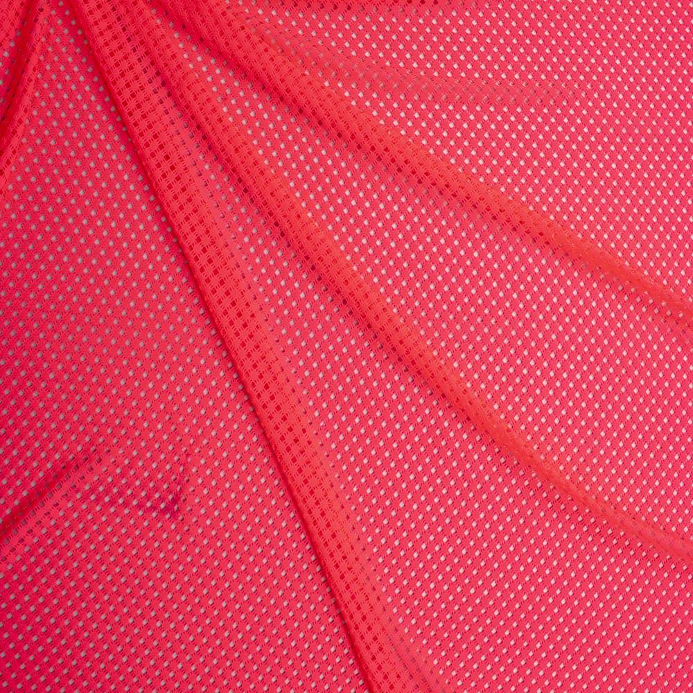 Neon Pink Diagonal Pattern Crochet Lace Fabric By The Yard - Wide shot