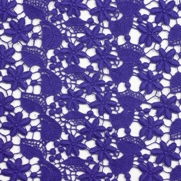 Bright Purple Chunky Floral Cotton Lace