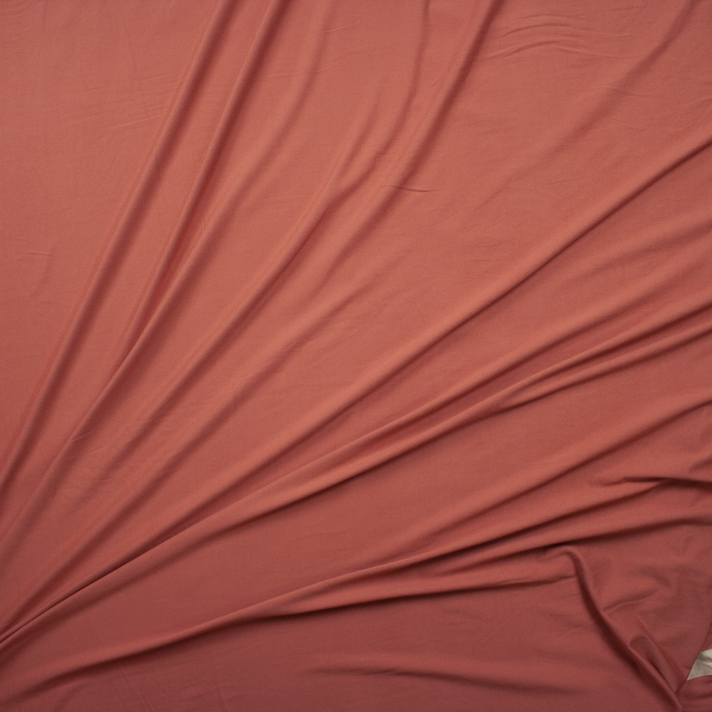 Terracotta Double Brushed Poly/Spandex Knit Fabric By The Yard - Wide shot