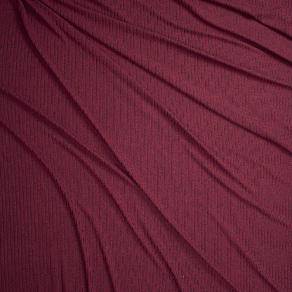 Burgundy  Heather Brushed Ribbed Sweater Knit Fabric By The Yard - Wide shot