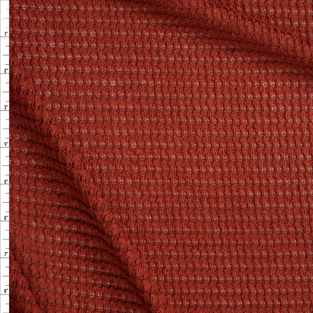 Rust Chunky Waffle Knit Fabric By The Yard