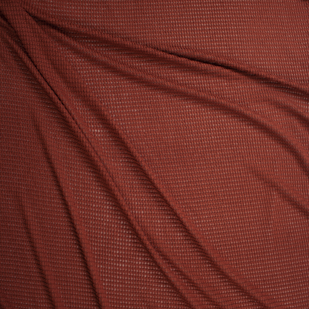 Rust Chunky Waffle Knit Fabric By The Yard - Wide shot