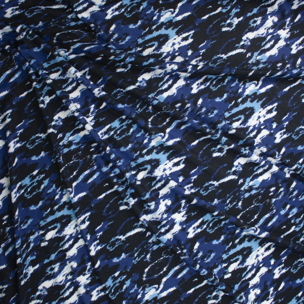 Navy, Light Blue, Black, and White Diagonal Streaks Hacci Knit Fabric By The Yard - Wide shot