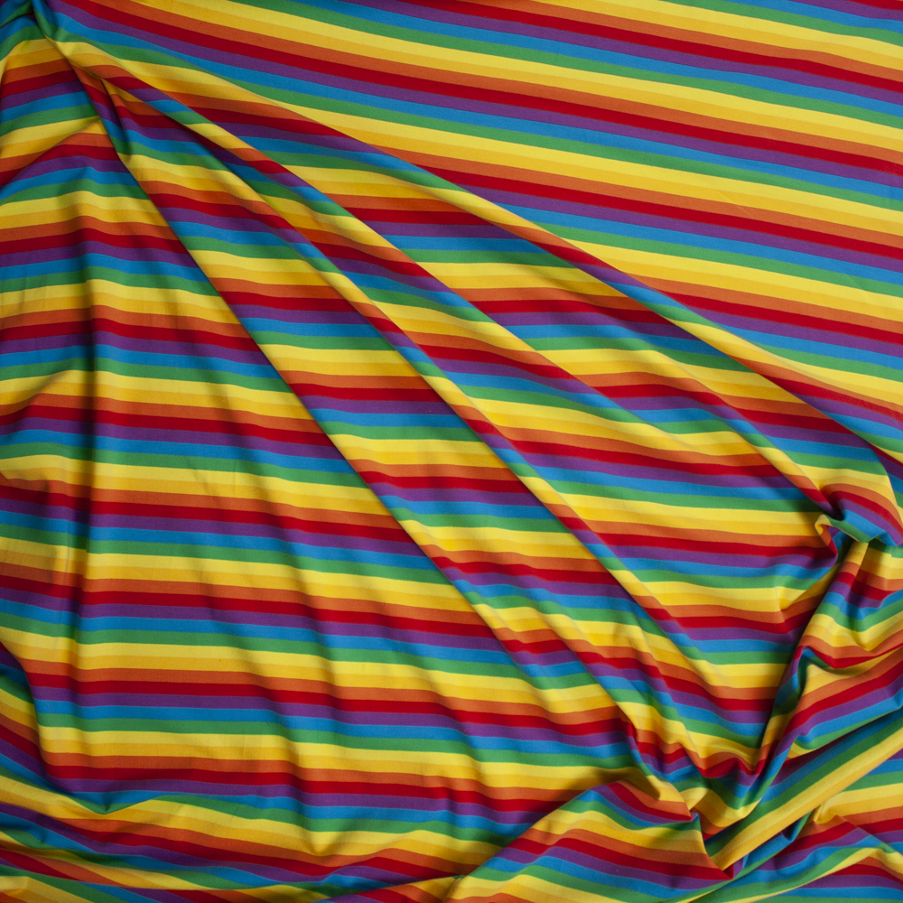Summer Rainbow Cotton/Spandex Stretch Knit Fabric By The Yard - Wide shot