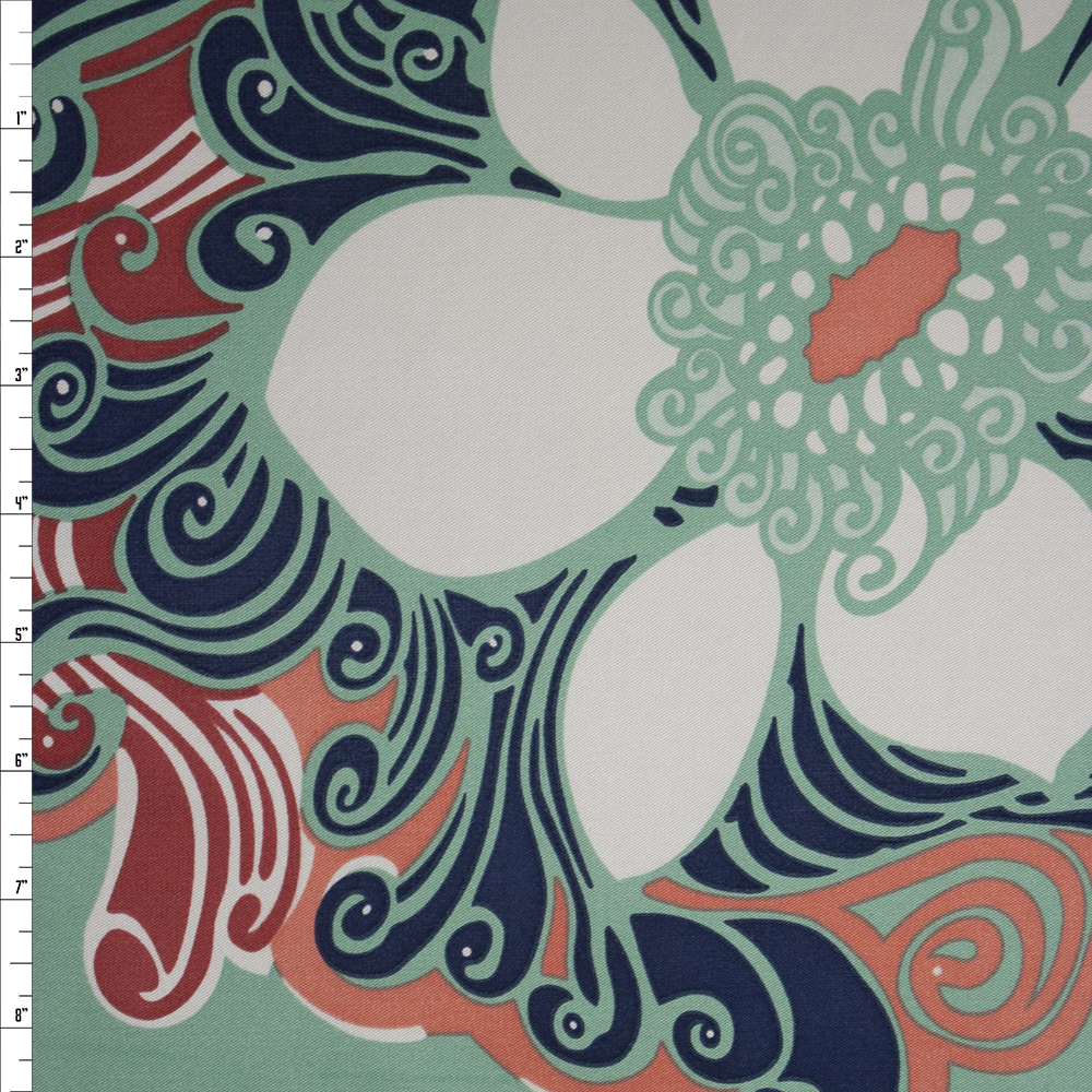 Waving Floral 46” Panel Print Designer Silk Jersey Knit Fabric By The Yard