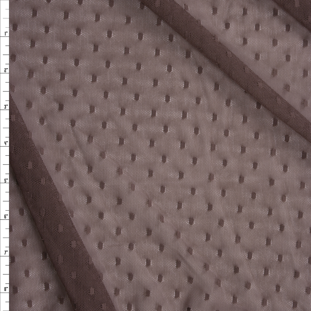 Brown Dot Stretch Mesh Fabric By The Yard