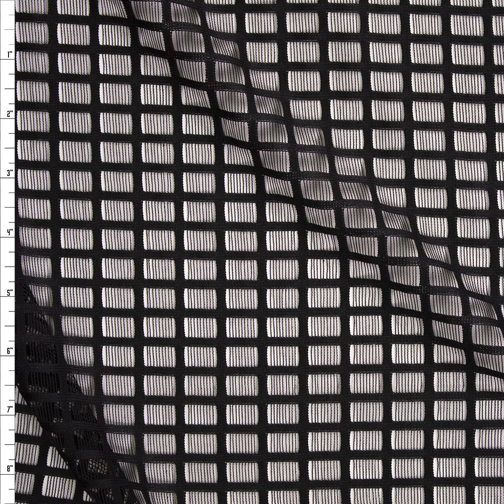 Black Designer Rectangle Lace Fabric By The Yard