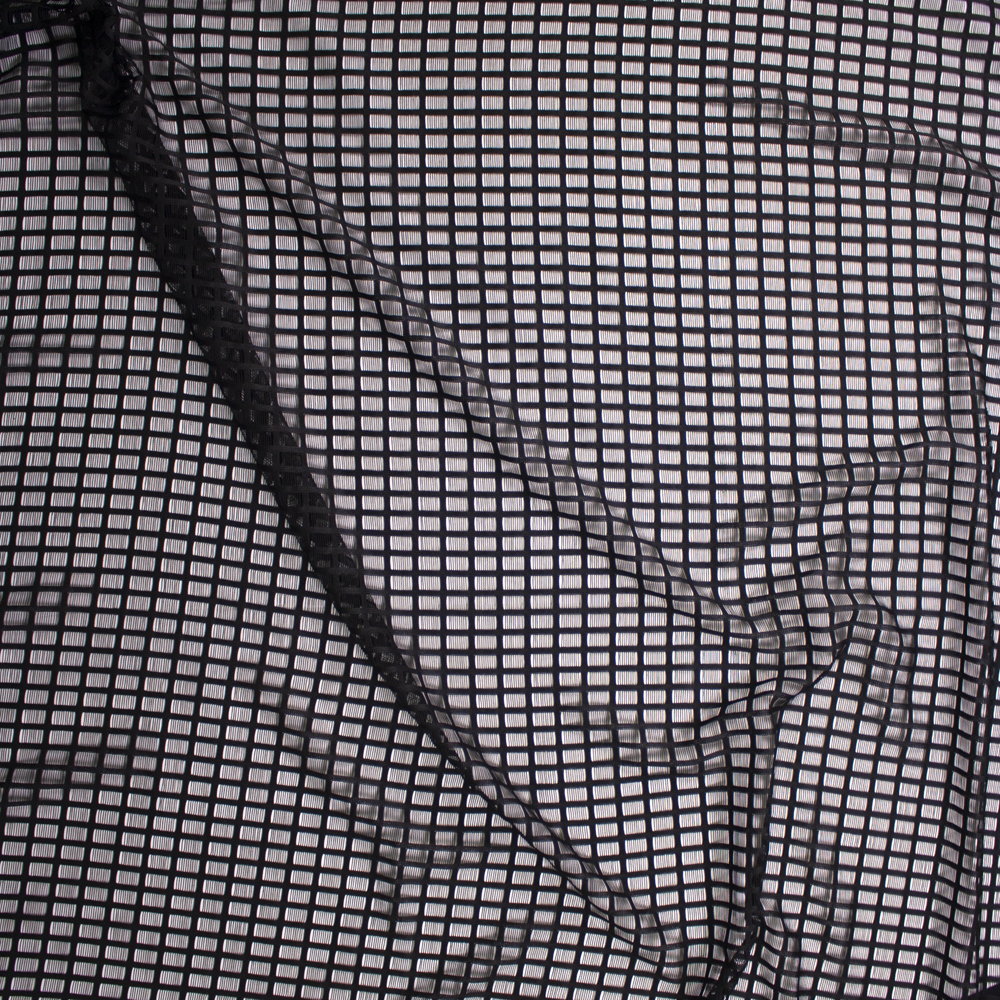Black Designer Rectangle Lace Fabric By The Yard - Wide shot