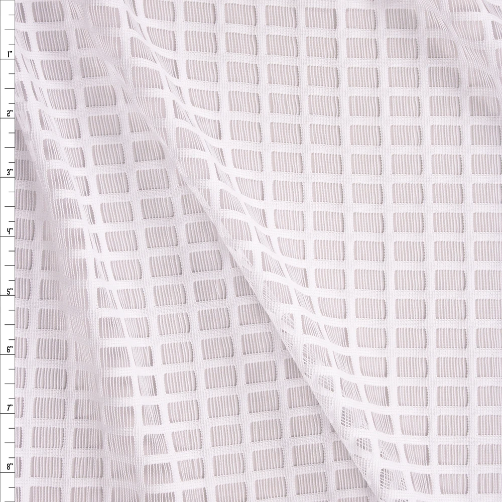 White Designer Rectangle Lace Fabric By The Yard