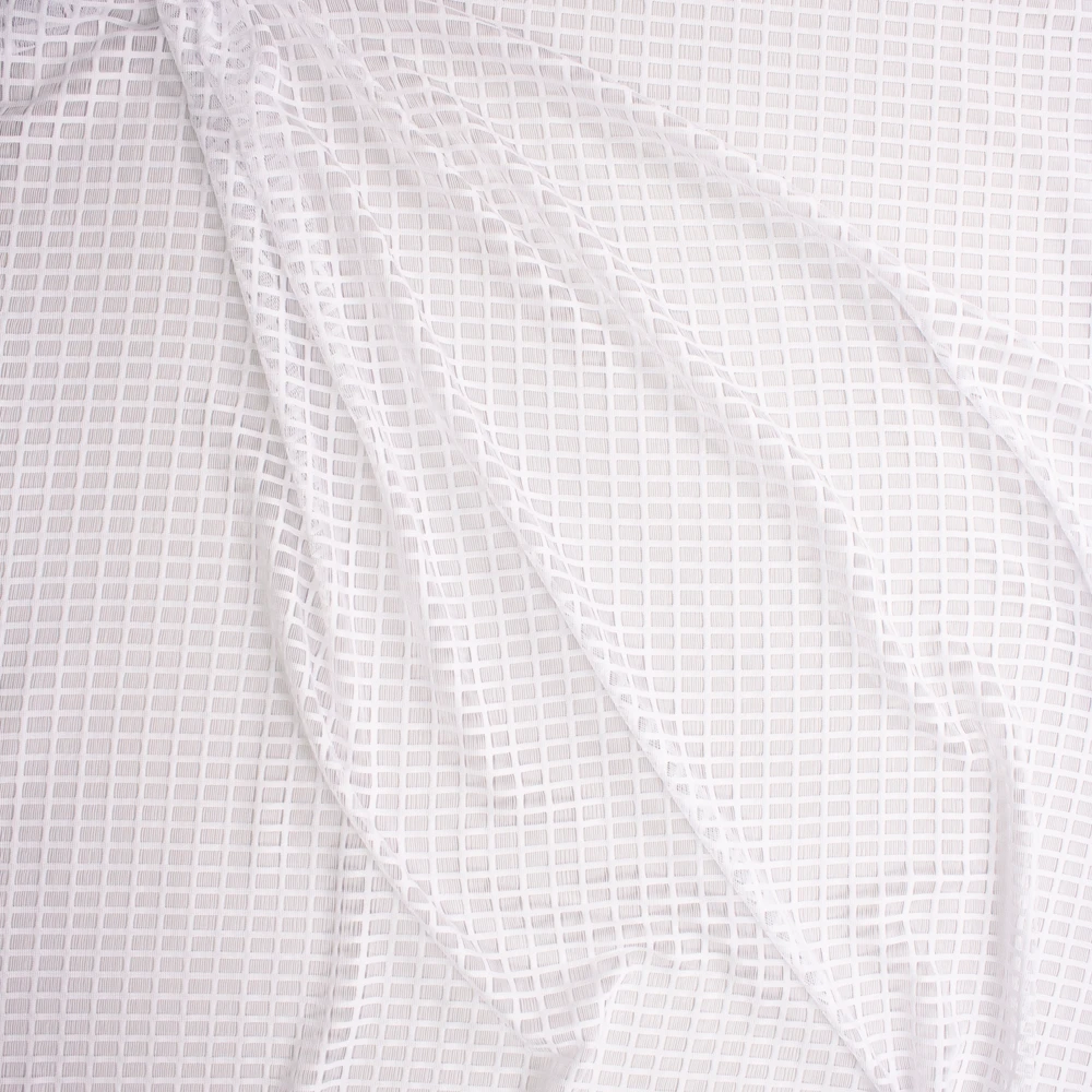 White Designer Rectangle Lace Fabric By The Yard - Wide shot