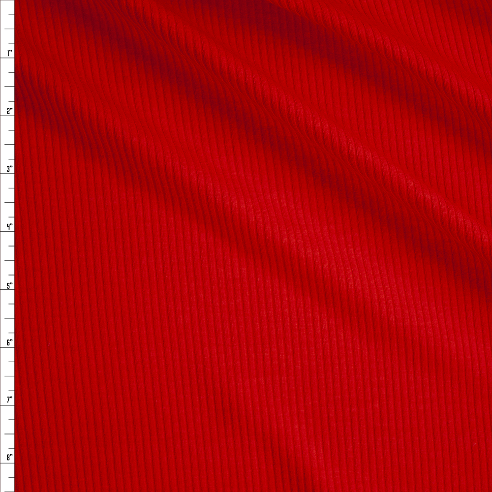 Red Cotton/Modal Stretch Lightweight Rib Knit Fabric By The Yard