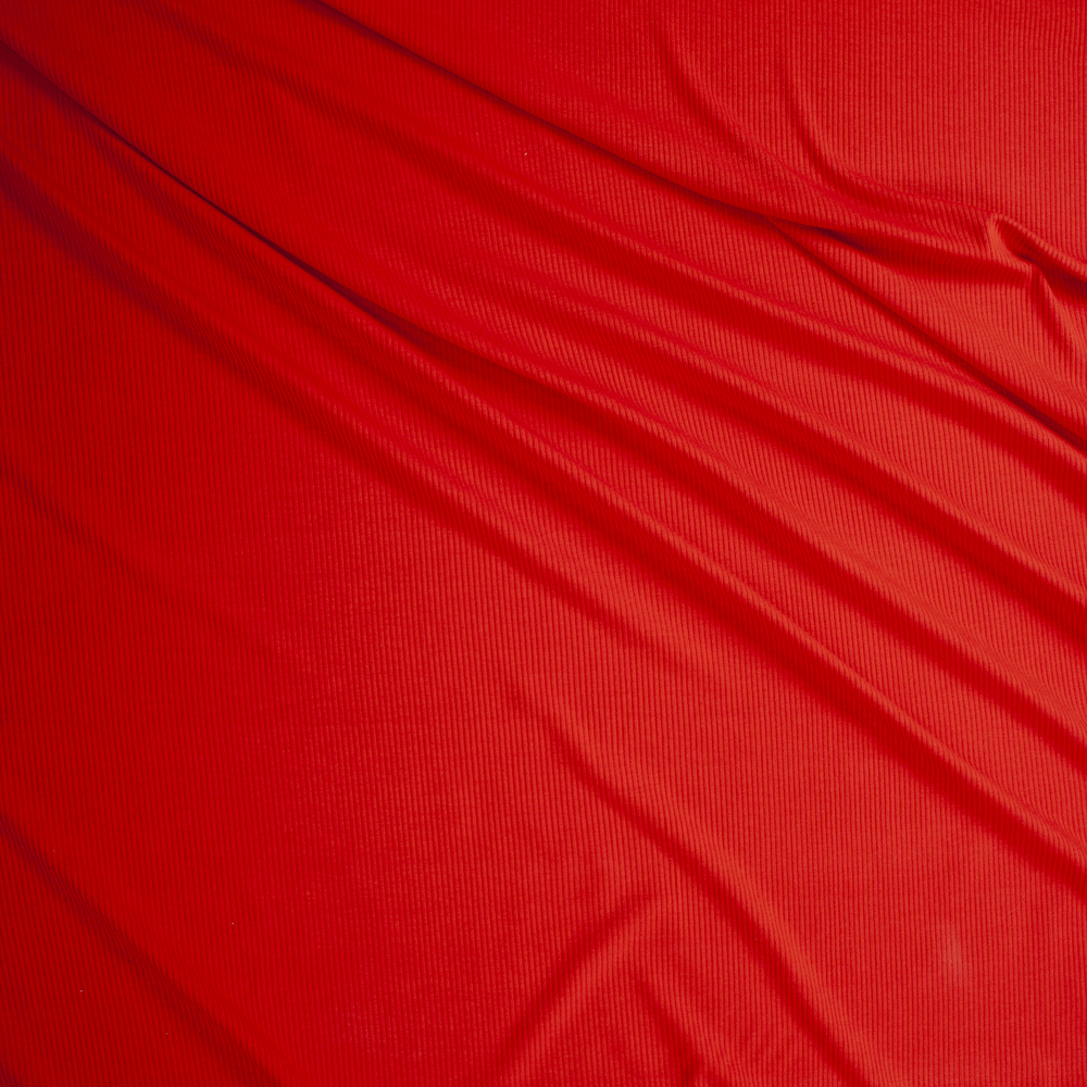 Red Cotton/Modal Stretch Lightweight Rib Knit Fabric By The Yard - Wide shot