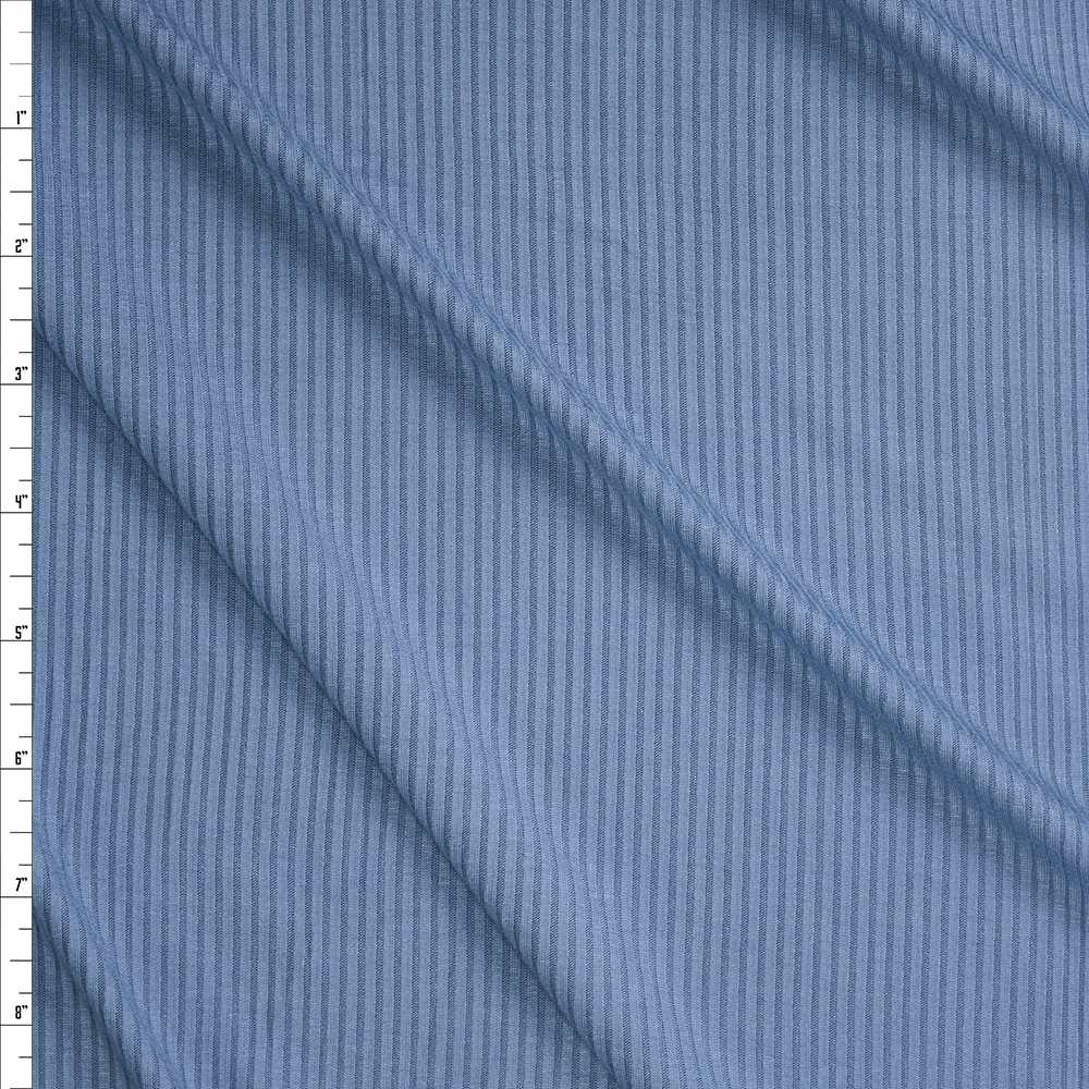 Sky Blue Cotton/Modal Stretch Lightweight Rib Knit Fabric By The Yard