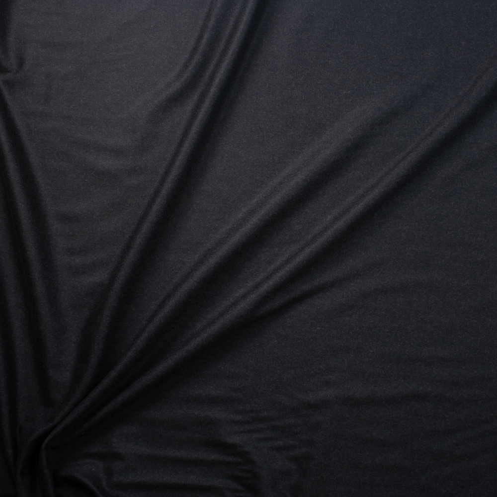 Black Brushed Midweight Wool Suiting Fabric By The Yard - Wide shot