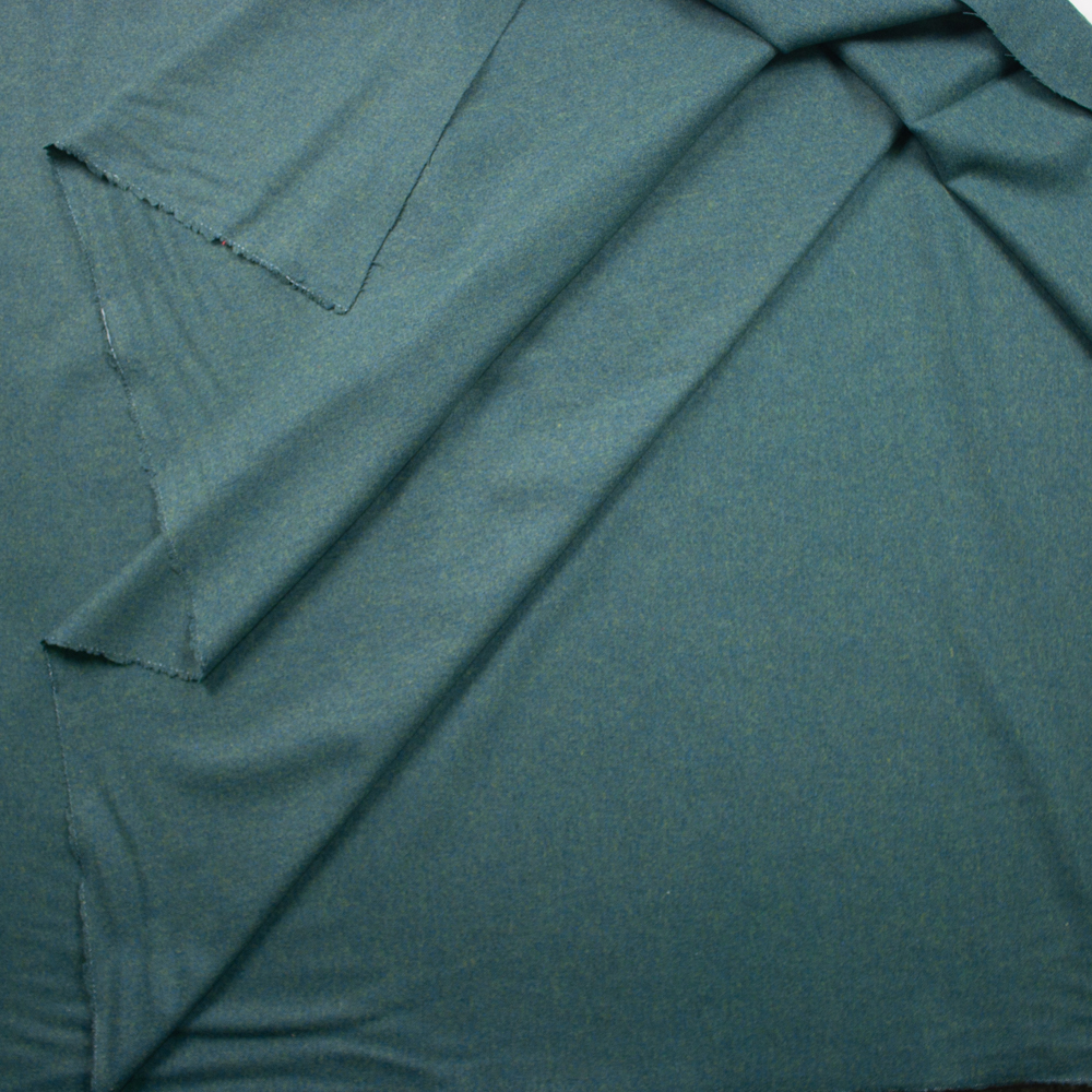 Teal Heather Lighter Weight Brushed Wool Coating Fabric By The Yard - Wide shot
