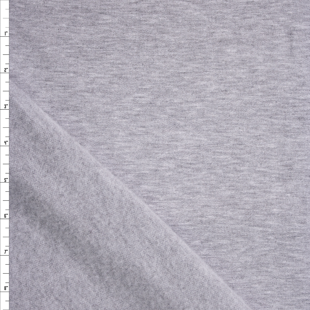 Light Grey Heather Lightweight Designer Sweatshirt Fleece Fabric By The Yard