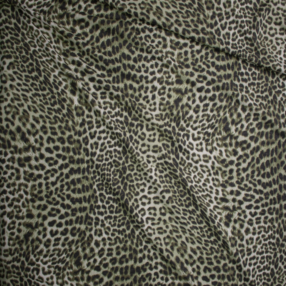 Olive Cheetah Lightweight Designer Sweatshirt Fleece Fabric By The Yard - Wide shot